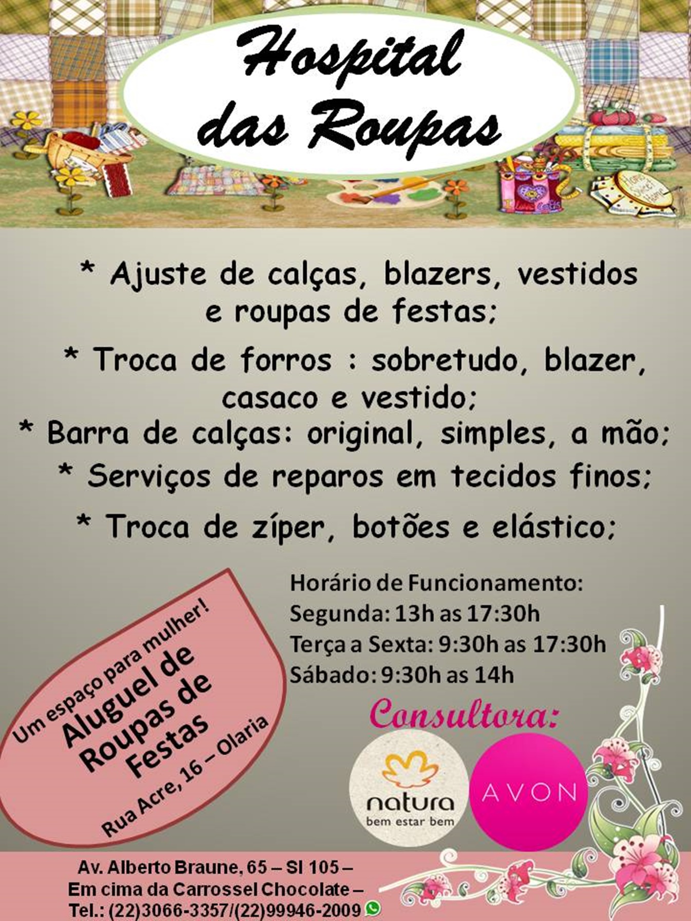 Nossos Serviços - Reformas de Roupas em geral - Aluguel de vestidos - Tingimento de Roupas 