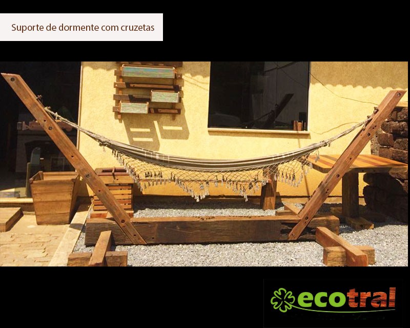 SUPORTE DE REDE RÚSTICO EM CRUZETAS E DORMENTES